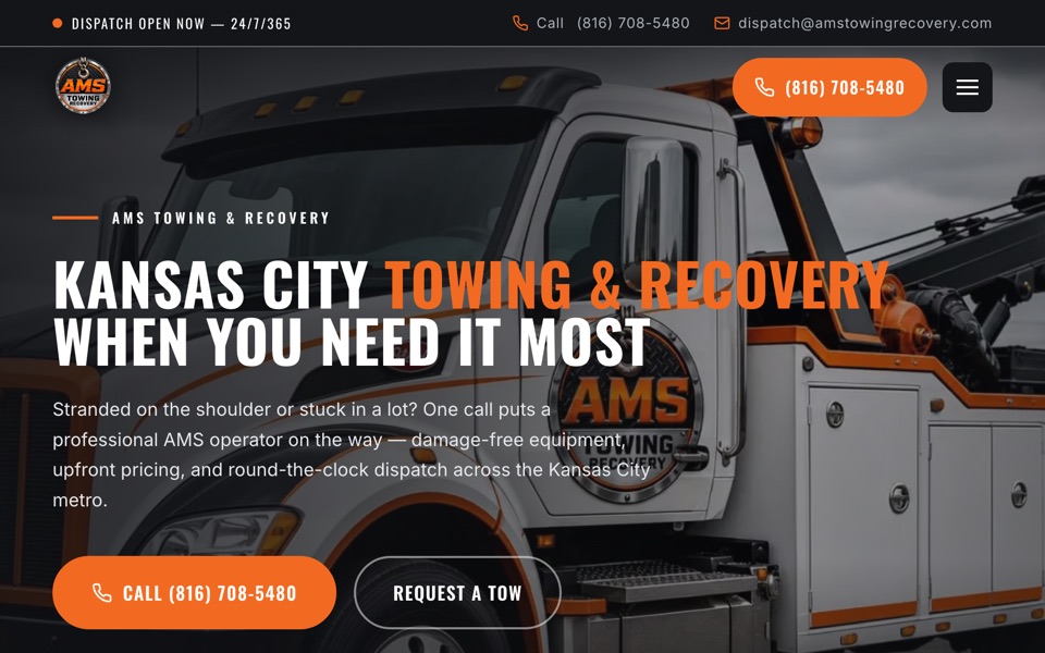 AMS Towing & Recovery website